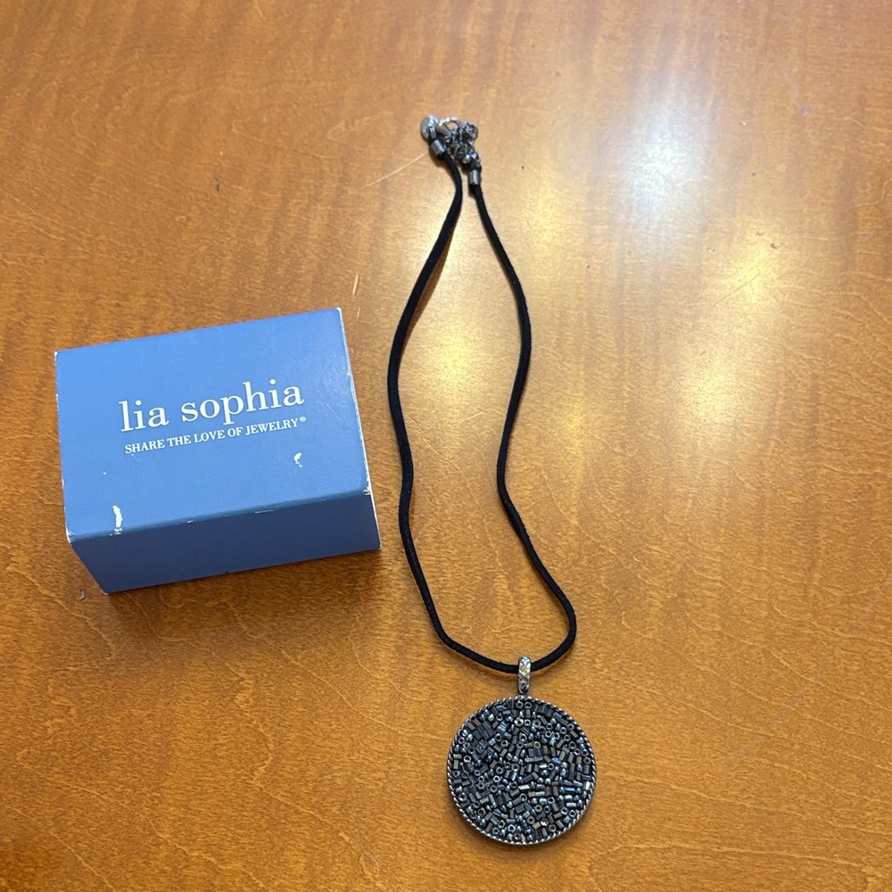 Lia Sophia Black Beaded Circle Necklace